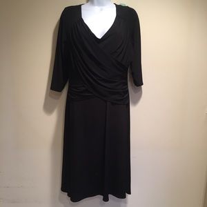 B-Slim Three-Quarter Sleeve Cross-Front Dress